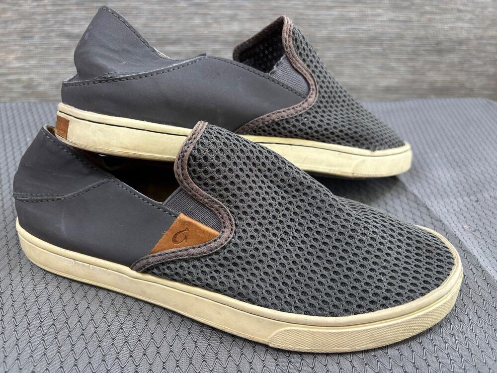 OluKai Pehuea Shoes Womens Size 7.5 Gray Mesh Slip On Casual Comfort Walking